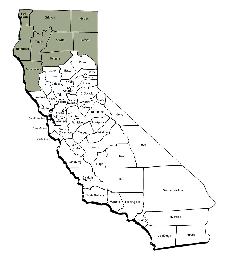 Northern California service map